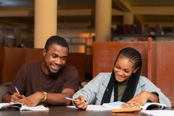 Two students studying together